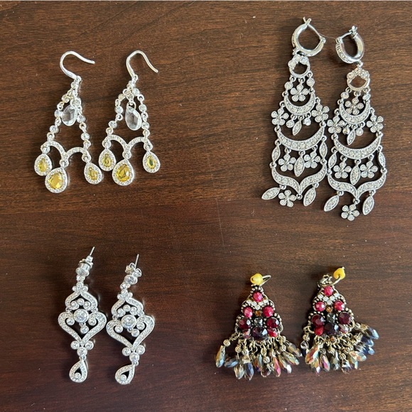 BUNDLE - Set of 4 sparkle drop earrings - perfect for weddings and prom - Picture 1 of 1